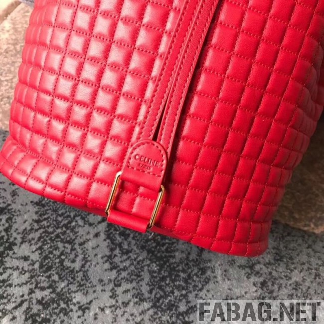 Celine Small C Charm Bucket Shoulder Bag/Backpack in Quilted Calfskin 188373 Red 2019 (JDP-9032719 )
