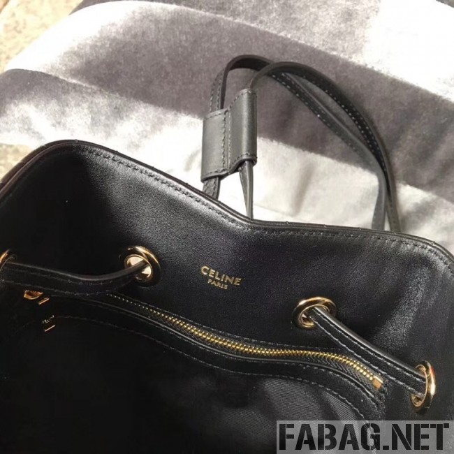 Celine Small C Charm Bucket Shoulder Bag/Backpack in Quilted Calfskin 188373 Black 2019 (JDP-9032718 )