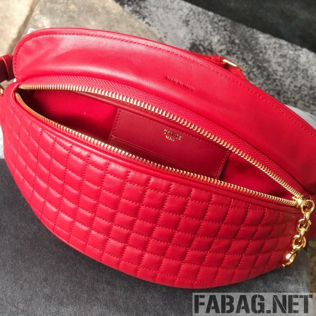 Celine Small Belt Bag C Charm in Quilted Calfskin 188153 Red 2019 (JDP-9032717 )