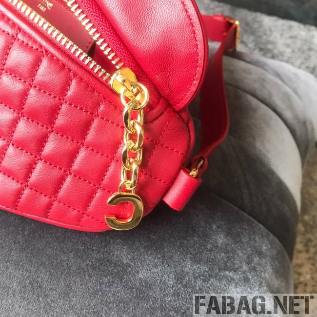 Celine Small Belt Bag C Charm in Quilted Calfskin 188153 Red 2019 (JDP-9032717 )