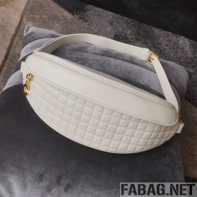 Celine Small Belt Bag C Charm in Quilted Calfskin 188153 White 2019 (JDP-9032716 )