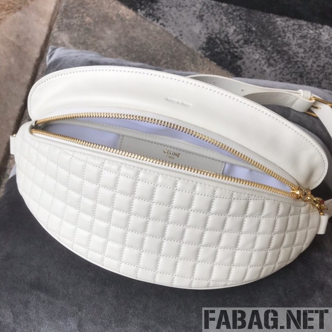 Celine Small Belt Bag C Charm in Quilted Calfskin 188153 White 2019 (JDP-9032716 )