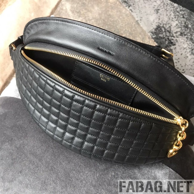 Celine Small Belt Bag C Charm in Quilted Calfskin 188153 Black 2019 (JDP-9032715 )