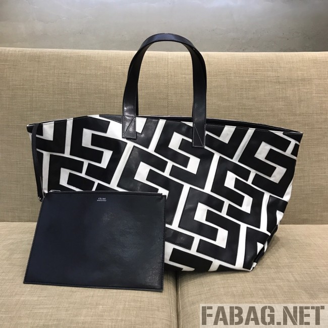 Celine Made in Tote Large Shopper Tote Bag Black/White 2019 (SSP-9031541 )
