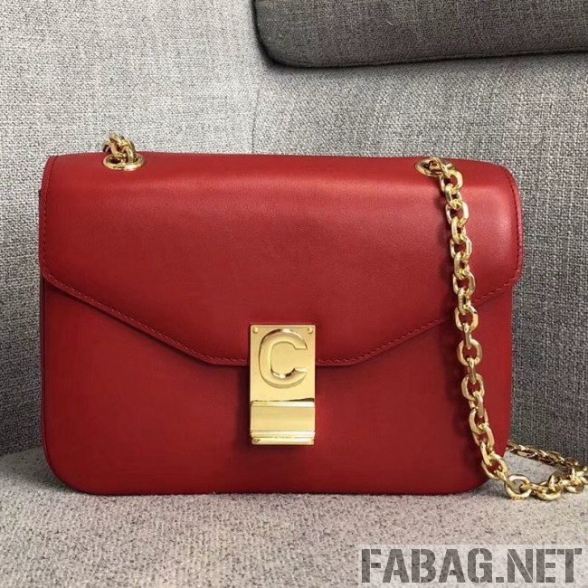 Celine Medium C Bag in Shiny Calfskin Red 2019 (JDD-9011225 )