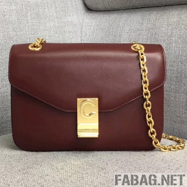 Celine Medium C Bag in Shiny Calfskin Burgundy 2019 (JDD-9011224 )