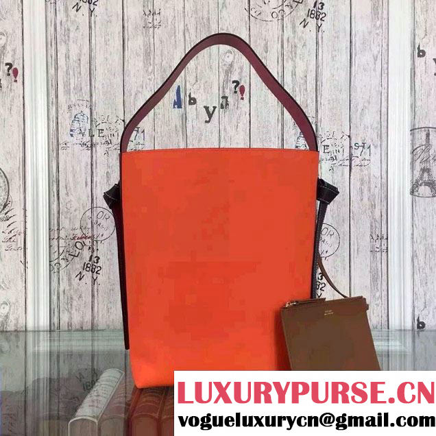 Celine Shiny Smooth Calfskin Twisted Cabas Small Bag Brown and Orange 2015
