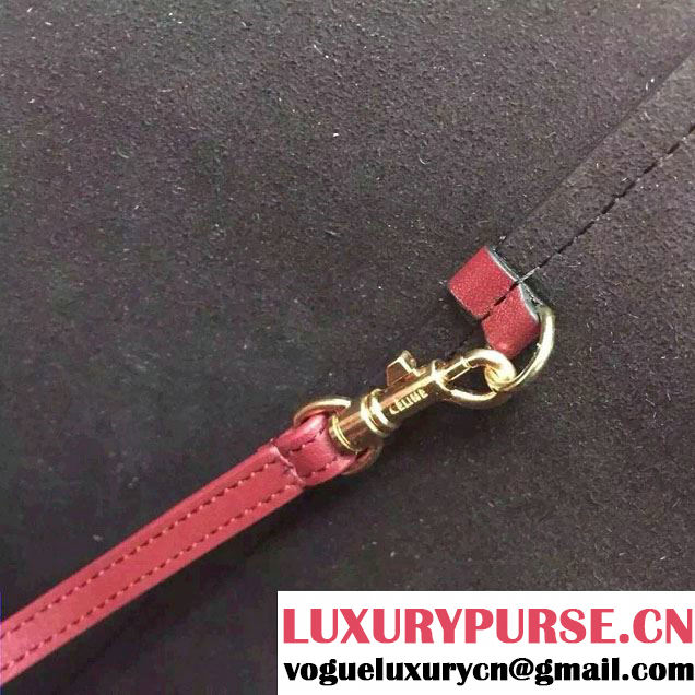 Celine Shiny Smooth Calfskin Twisted Cabas Small Bag Burgundy and Navy Blue 2015