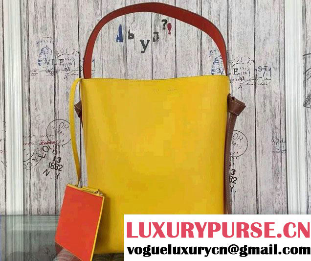 Celine Shiny Smooth Calfskin Twisted Cabas Small Bag Yellow and Orange 2015