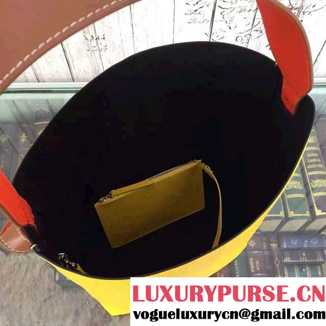 Celine Shiny Smooth Calfskin Twisted Cabas Small Bag Yellow and Orange 2015