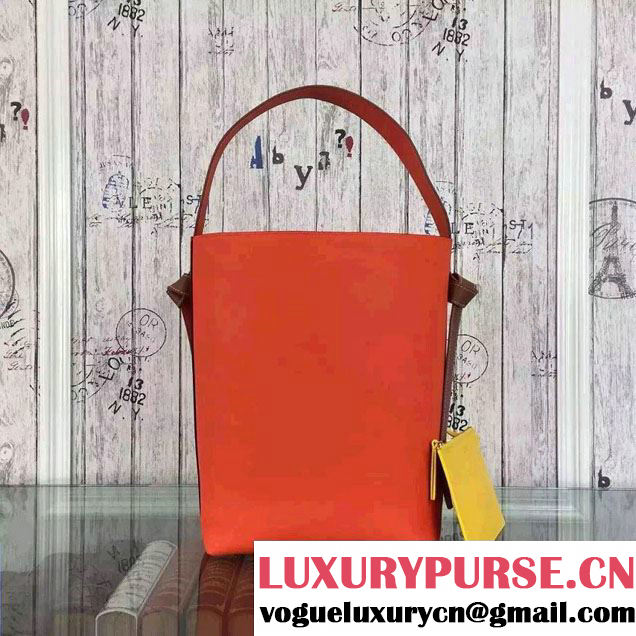 Celine Shiny Smooth Calfskin Twisted Cabas Small Bag Yellow and Orange 2015