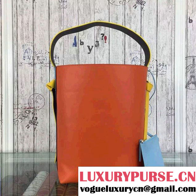 Celine Shiny Smooth Calfskin Twisted Cabas Small Bag Sky Blue and Orange Runway 2015