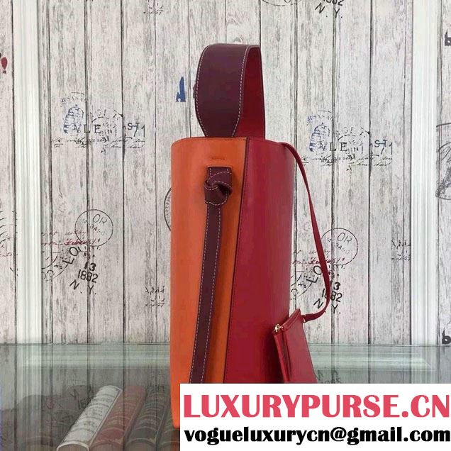 Celine Shiny Smooth Calfskin Twisted Cabas Small Bag Red and Orange Runway 2015