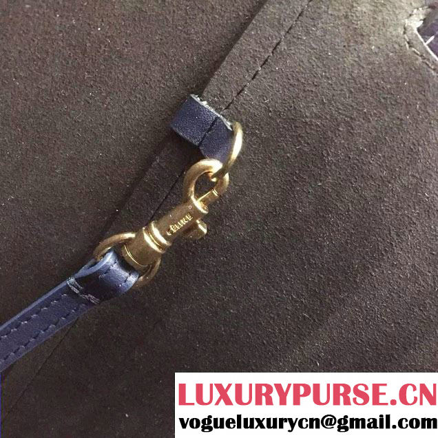 Celine Shiny Smooth Calfskin Twisted Cabas Small Bag Navy Blue and Black Runway 2015