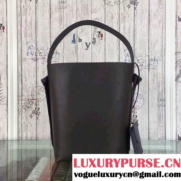 Celine Shiny Smooth Calfskin Twisted Cabas Small Bag Navy Blue and Black Runway 2015