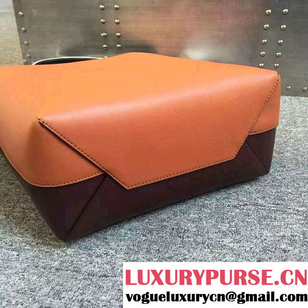 Celine Shiny Smooth Calfskin Twisted Cabas Small Bag Orange and Burgundy Runway 2015
