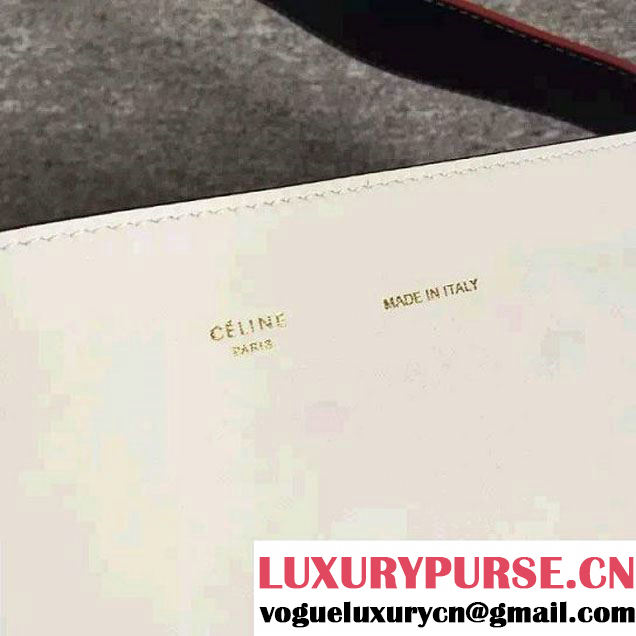Celine Shiny Smooth Calfskin Twisted Cabas Small Bag White and Green Runway 2015