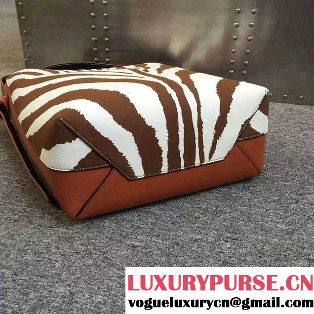 Celine Shiny Smooth Calfskin Twisted Cabas Small Bag Zebra Printed Felt Runway 2015