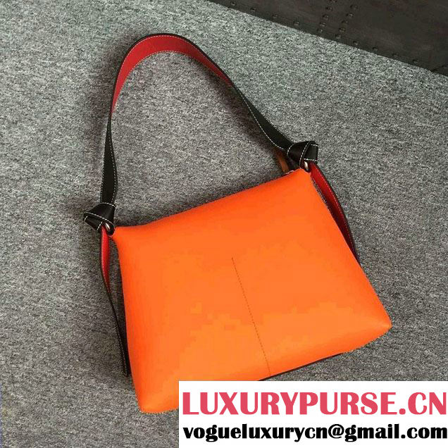 Celine Shiny Smooth Calfskin Zipped Twisted Cabas Bag Khaki and Orange Spring 2016