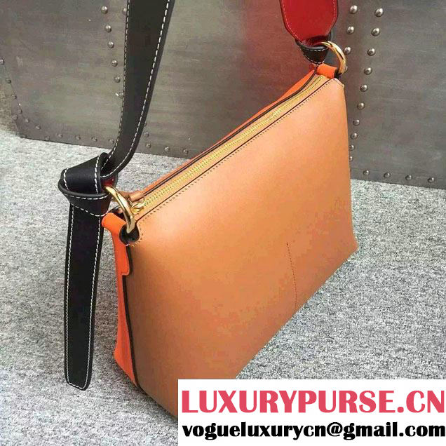 Celine Shiny Smooth Calfskin Zipped Twisted Cabas Bag Khaki and Orange Spring 2016