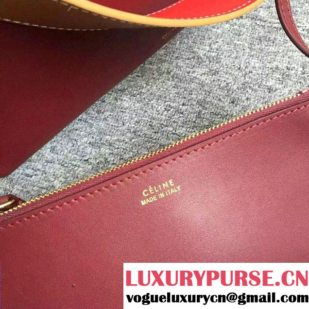 Celine Shiny Smooth Calfskin Zipped Twisted Cabas Bag Burgundy and Navy Blue Spring 2016