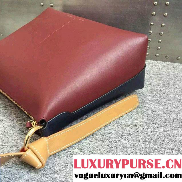 Celine Shiny Smooth Calfskin Zipped Twisted Cabas Bag Burgundy and Navy Blue Spring 2016