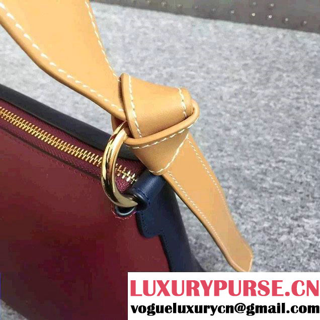 Celine Shiny Smooth Calfskin Zipped Twisted Cabas Bag Burgundy and Navy Blue Spring 2016