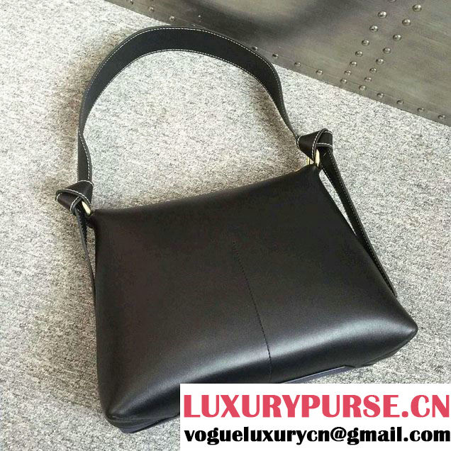 Celine Shiny Smooth Calfskin Zipped Twisted Cabas Bag Blue and Black Spring 2016