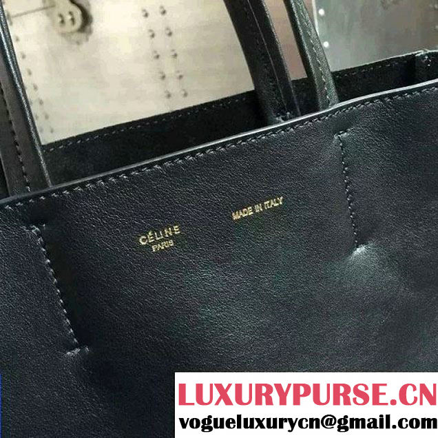 Celine Calfskin Cabas Phantom Shopping Bag Black 2015