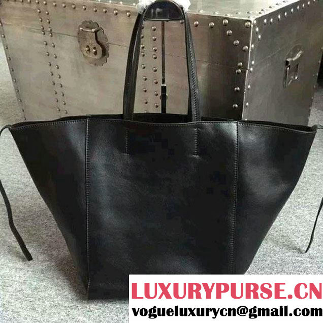 Celine Calfskin Cabas Phantom Shopping Bag Black 2015