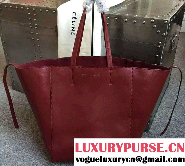 Celine Calfskin Cabas Phantom Shopping Bag Burgundy 2015