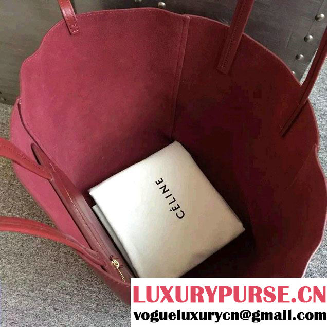 Celine Calfskin Cabas Phantom Shopping Bag Burgundy 2015