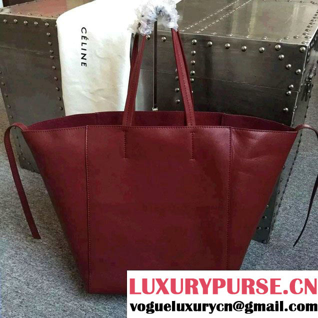 Celine Calfskin Cabas Phantom Shopping Bag Burgundy 2015
