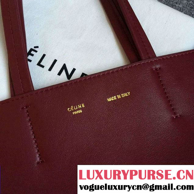 Celine Calfskin Cabas Phantom Shopping Bag Burgundy 2015