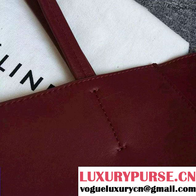 Celine Calfskin Cabas Phantom Shopping Bag Burgundy 2015