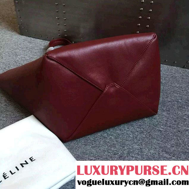 Celine Calfskin Cabas Phantom Shopping Bag Burgundy 2015
