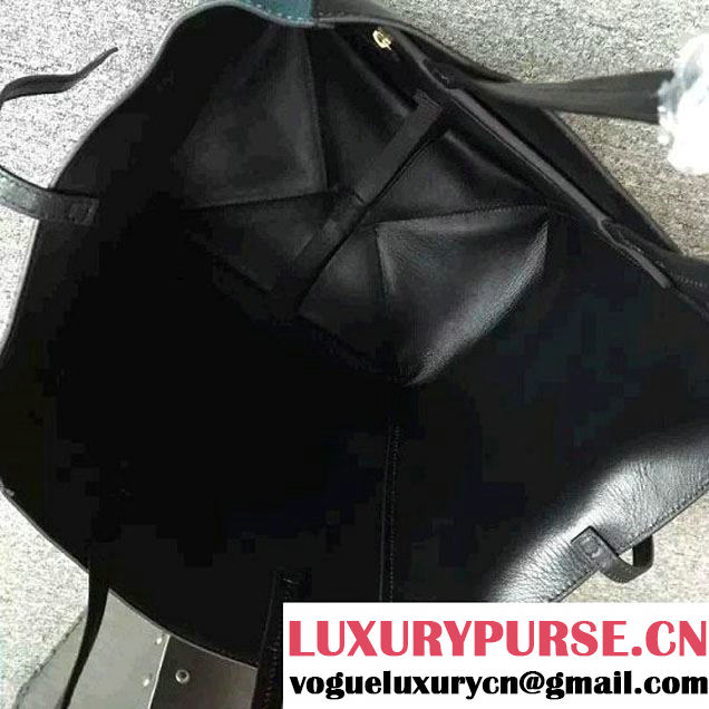 Celine Calfskin Cabas Phantom Shopping Bag Dark Green 2015