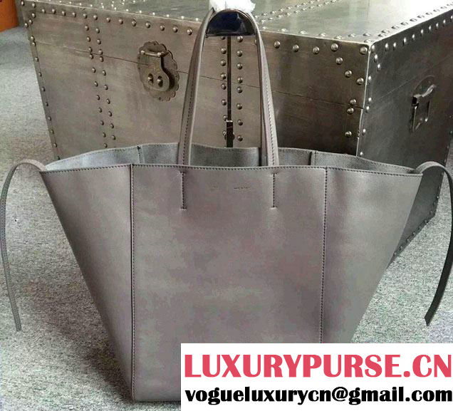 Celine Calfskin Cabas Phantom Shopping Bag Gray 2015