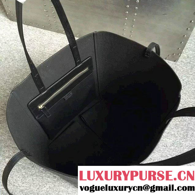 Celine Calfskin Cabas Phantom Shopping Bag Black Croco Pattern 2015