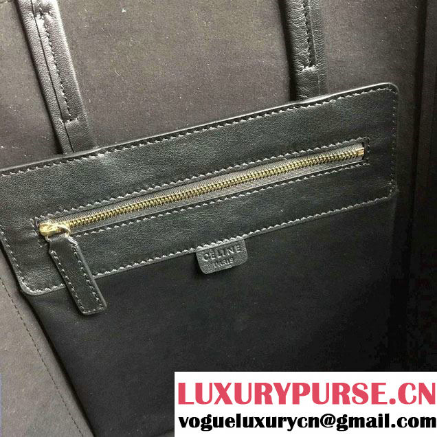 Celine Calfskin Cabas Phantom Shopping Bag Black Croco Pattern 2015