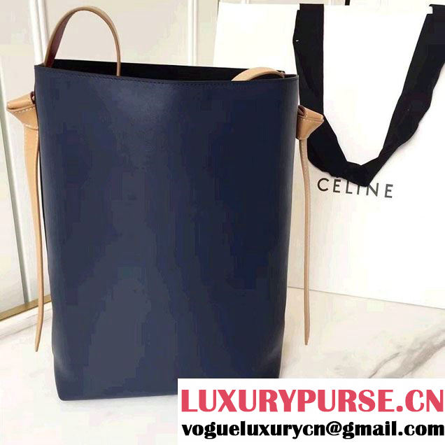 Celine Shiny Smooth Calfskin Small Twisted Cabas Bag Burgundy/Navy 2016