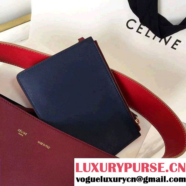 Celine Shiny Smooth Calfskin Small Twisted Cabas Bag Burgundy/Navy 2016