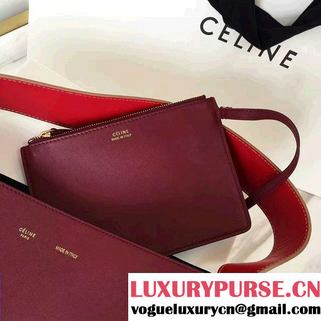 Celine Shiny Smooth Calfskin Small Twisted Cabas Bag Burgundy/Navy 2016