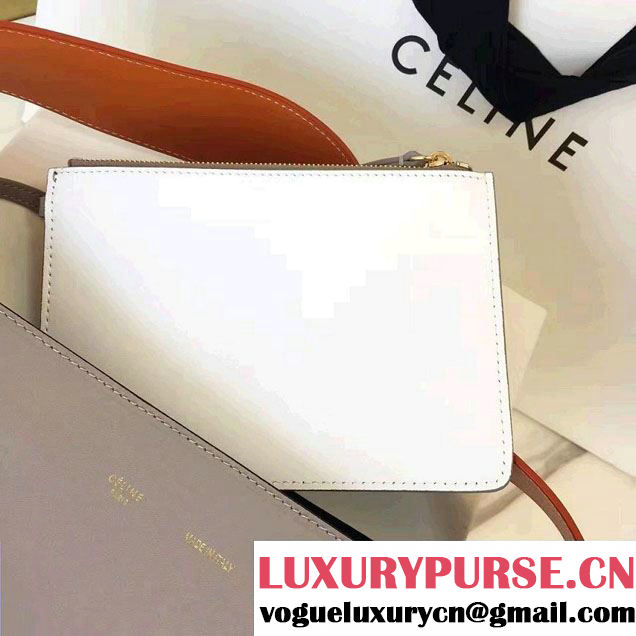 Celine Shiny Smooth Calfskin Small Twisted Cabas Bag Gray/White 2016