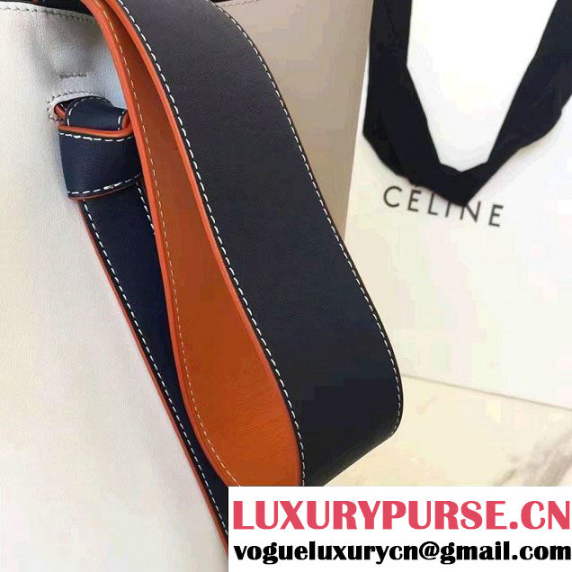 Celine Shiny Smooth Calfskin Small Twisted Cabas Bag Gray/White 2016