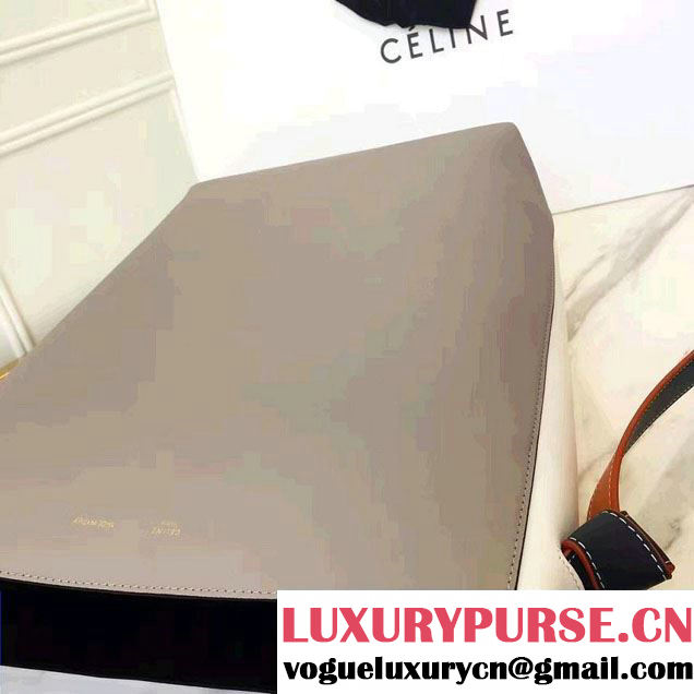 Celine Shiny Smooth Calfskin Small Twisted Cabas Bag Gray/White 2016