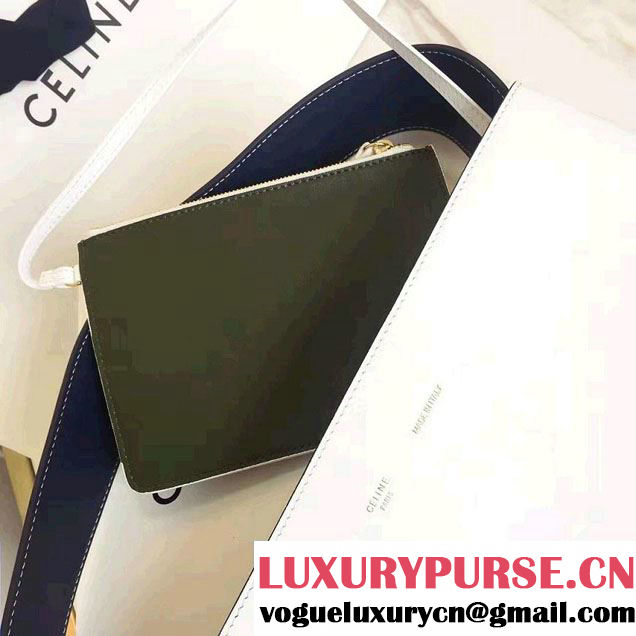 Celine Shiny Smooth Calfskin Small Twisted Cabas Bag Green/White 2016