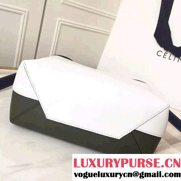 Celine Shiny Smooth Calfskin Small Twisted Cabas Bag Green/White 2016
