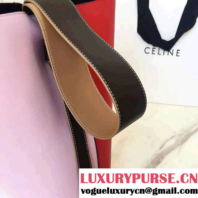 Celine Shiny Smooth Calfskin Small Twisted Cabas Bag Red/Pink 2016