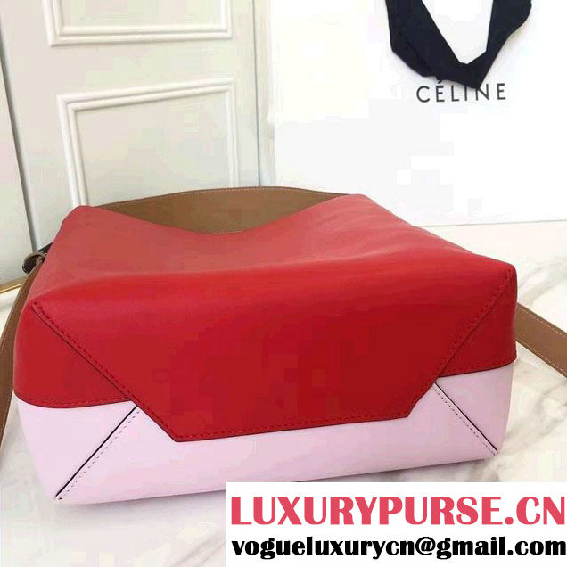 Celine Shiny Smooth Calfskin Small Twisted Cabas Bag Red/Pink 2016